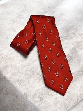 Red Christmas Tie with Mini Santa Claus Pattern Holiday Novelty Necktie